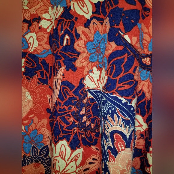 LuLaRoe Randy Baseball Raglan Tee Shirt Grey/Orange Blue Floral 3XL NWT - Picture 3 of 7